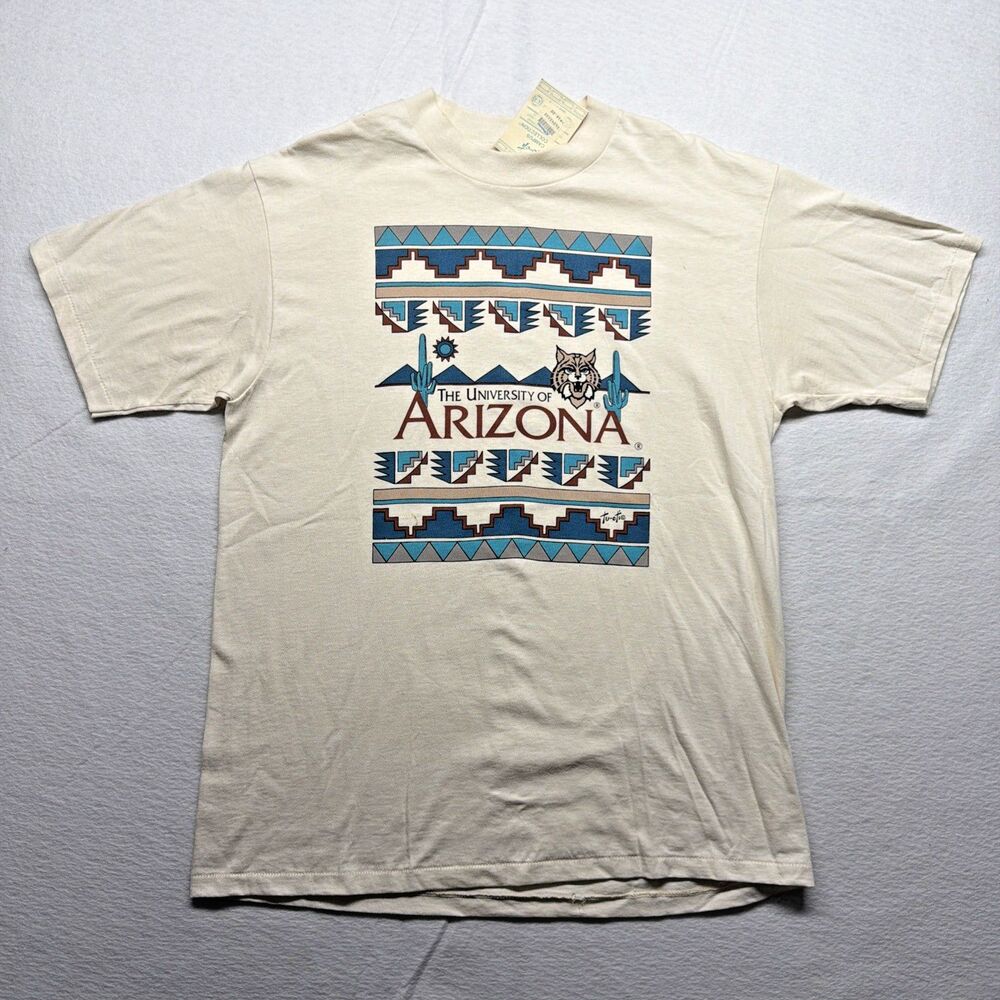 NWT! Vintage 90s Tu-Oti University of Arizona Native American Aztec T-Shirt - L